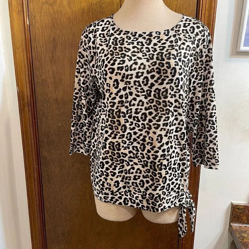 Chico’s Leopard Tunic Top Blouse Shirt Size 2 Large